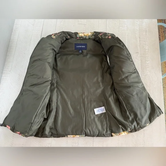 Lands' End Floral Down Filled Puffer Vest size Small 6/8 - Picture 7 of 7